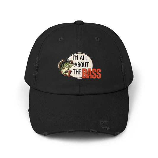 Distressed cap, orange all about the bass