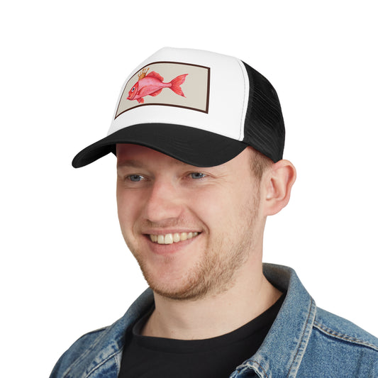 Crowned Fish Mesh Cap | Fun Fishing Hat, Summer Accessory, Unique Gift, Fishing Enthusiast Gear, Casual Outdoor Style